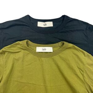Sefr T-Shirt Mens XS Green Gray 50% Cotton 50% Polyester Crew Neck Lot of 2
